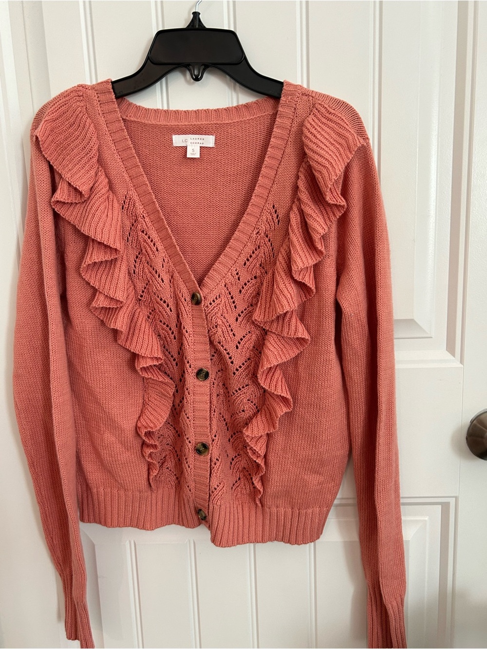 Lauren Conrad for Kohl’s Coral Ruffle Button-Front Cardigan